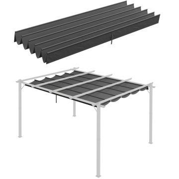 Outsunny Acoperis retractabil pentru pergola, Copertina de rezerva din material textil pentru pergole de 4 x 3 (m), gri inchis | AOSOM RO