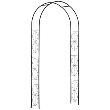 Outsunny Arc pentru Trandafiri și Plante Cățărătoare din Oțel, Arc de Grădină cu Suport pentru Plante, 114x30x230 cm, Negru | Aosom Romania