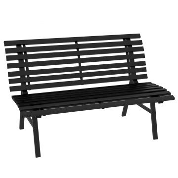 Outsunny Bancă pentru Grădină, Bancă de Exterior pentru Terasă cu Șezut și Spătar cu Lamele, 123x67x79 cm, Negru | Aosom Romania