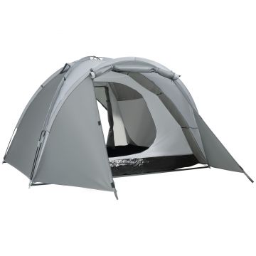 Outsunny Cort Cupola Camping 2 Persoane Extensibil Uși Ferestre 350x220x145cm Gri | Aosom Romania