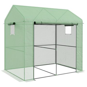 Outsunny Sera de Gradina 200x140x200cm cu Usa Rulanta Ferestre din Plasa Verde | Aosom Romania