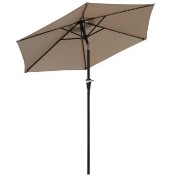 Outsunny Umbrelă de Grădină Înclinabilă, pentru Terasă cu Deschidere cu Manivelă, Kaki, 2.3x2 m | Aosom Romania