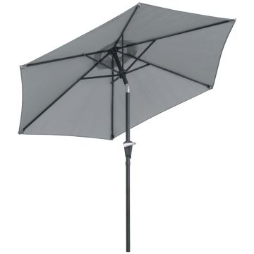 Outsunny Umbrelă Inclinabilă pentru Grădină și Terasă 2.3x2m cu Deschidere Ușoară prin Manivelă, Structură Metalică și 6 Stinghii, Gri | Aosom Romania