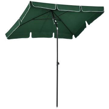 Outsunny Umbrelă pentru Grădină Dreptunghiulară, cu Inclinare Reglabilă și Stâlp din Aluminiu, 2x2.4m, Verde/Negru | Aosom Romania