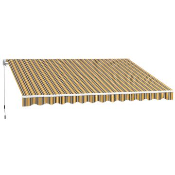 Outsunny Copertină Pliabilă pentru Exterior, Copertină Tip Roll-Up cu Deschidere Manivelă, 350x250 cm, Galben | Aosom Romania