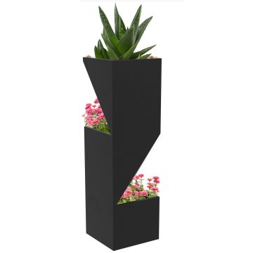 Outsunny Jardiniera inalta 100cm cu 3 zone de plantare, Negru | Aosom Romania