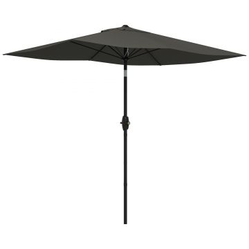 Outsunny Umbrelă de Soare Dreptunghiulară, Umbrelă pentru terasă cu înclinare și deschidere cu manivelă, 300x200x248 cm, Gri | Aosom Romania