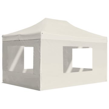 vidaXL Cort de petrecere pliabil cu pereți, crem, 4,5 x 3 m, aluminiu