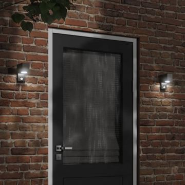 vidaXL Lampă exterioară de perete cu LED/senzor, negru aluminiu turnat