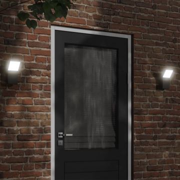 vidaXL Lămpi exterioare de perete cu LED 2 buc. negru, aluminiu turnat