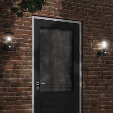 vidaXL Lămpi exterioare de perete cu senzori, 2 buc., negru, oțel inox