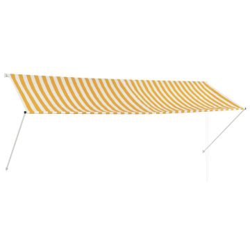 vidaXL Copertină retractabilă, galben și alb, 350 x 150 cm