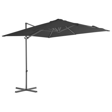 vidaXL Umbrelă în consolă cu stâlp din oțel, antracit, 250x250 cm