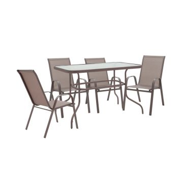 Set de masă 5 piese Valor-Calan metal texMaron gri închis 110x60x70cm