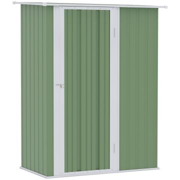 Outsunny Magazie de Gradina sopron Pentru Unelte din Otel, casuta de Gradina Usi Glisante, 142x84x189cm, Verde | AOSOM RO