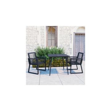 Set mobilier de exterior, 3 piese, negru, ratan pvc