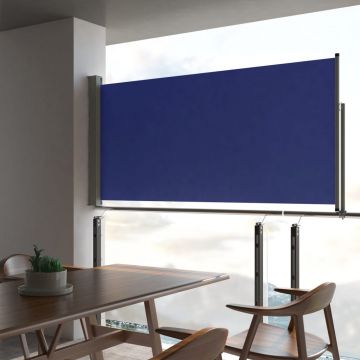 vidaXL Copertină laterală retractabilă de terasă, albastru, 120x300 cm