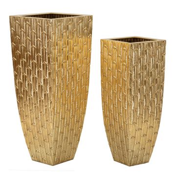 Set 2 ghivece / vase decorative Gliss, Mauro Ferretti, 40x40x99 cm, fier, auriu