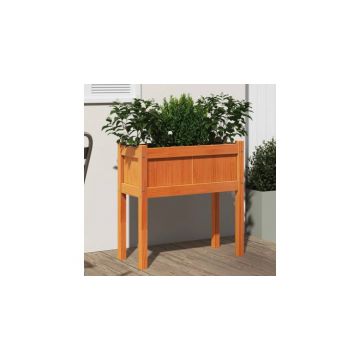 Jardiniera gradina cu picioare maro ceruit 70x31x70 cm lemn pin