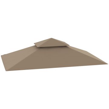 Outsunny Acoperiș de Schimb pentru Pergolă cu 2 Nivele și Buzunare de Colț, 160 g/m², UV50+, 244x152 cm, Kaki | Aosom Romania