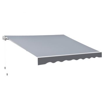 Outsunny Copertină de Soare Retractabilă Manual din Aluminiu și Țesătură Poliester, 2,5x2 m, Gri | Aosom Romania