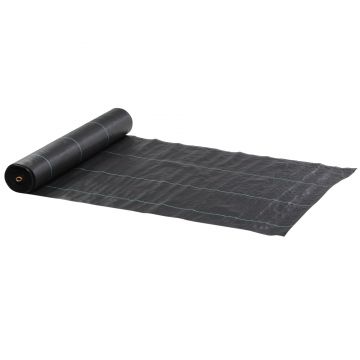 Outsunny Folie pentru Mulcire 1300g/m², Respirabilă și Anti-UV din Polipropilena, 50x2 m, Negru | Aosom Romania