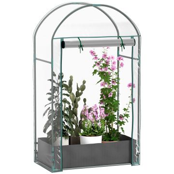 Outsunny Seră pentru Grădină cu Ușă Pliabilă pe Balamale și Sac pentru Plante, 89x50x152 cm, Transparent | Aosom Romania