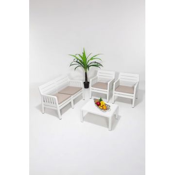 Set de gradina Lara 211S Takim Alb 126x79x65 cm