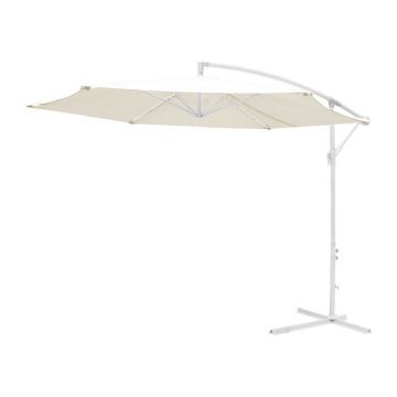 Umbrela de gradina, Model Jiopel, culoare alb si bej, aluminiu si textil, D300 cm