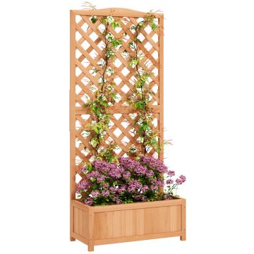 Outsunny Jardinieră cu Grilaj pentru Plante Cățărătoare și Bază Spațioasă, 76x36x170 cm, Maro | Aosom Romania