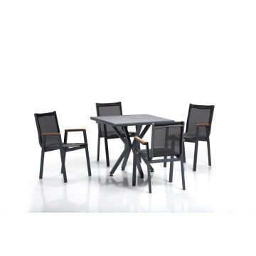 Set masa si scaune de gradina (5 piese) Samara 1 Gri 94x78x94 cm