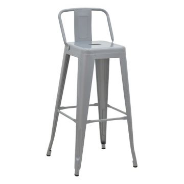 Taburet de bar pentru exterior, Model Utopia, culoare gri mat, Polipropilena, 42x42x97 cm